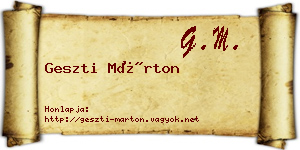 Geszti Márton névjegykártya
